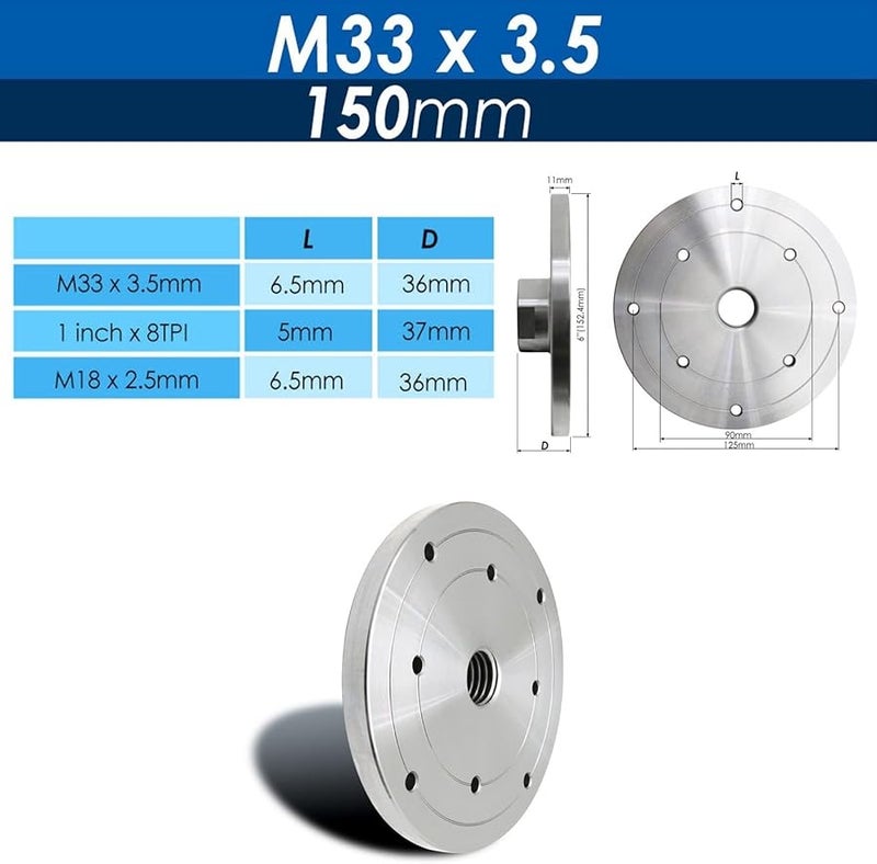Wood Lathe Chuck Flange Steel Threaded Panel 150mm M33x3 5 For Wood Turning Tools - Image 2
